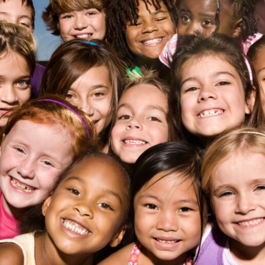 Portrait of happy kids, smiling, outdoors